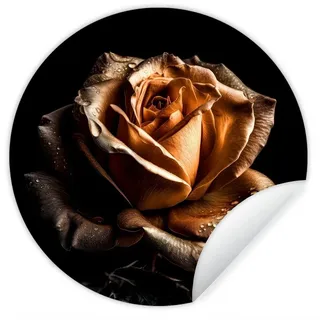 MuchoWow Wandsticker Rose - Gold - Blumen - Botanisch Schwarz (1 St), Wandtattoo Selbstklebend, Wohnzimmer Deko Aufkleber, 30x30 cm bunt 30 cm x 30 cm x 0.1 cm