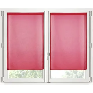 STOF Scheibengardine, Größe 70 x 200 cm, 100% Polyester, Rot, Modell Monna, Sichtschutz, transparent und einfarbig, 2 Stück