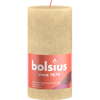 Bolsius Rustik-Kerze Shine Winter Edition Ø 6,8 cm x 13 cm Haferbeige