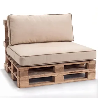 Gutekissen® Palettenkissen Set für Gartenmöbel – Sitz- und Rückenkissen für Europaletten, Outdoor Auflagen für Palettensofa & Lounge PWK (Creme, Sitzkissen 120x80)