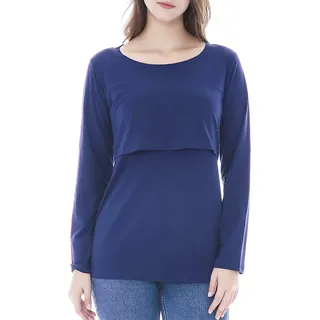 Smallshow Damen Stillshirt Langarm Umstandsshirt 3er Pack - L