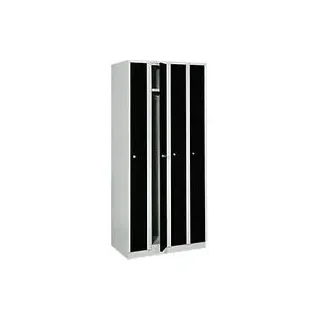 Raumspargarderobe, Abteilbreite 200 mm, abschließbar, 4 Abteile, schwarz