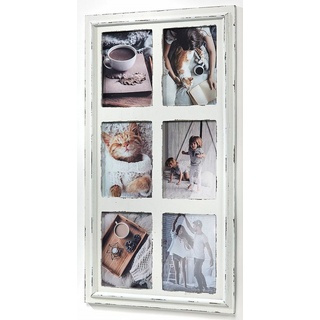Kobolo Bilderrahmen Collage Bilderhalter Rahmen Fotorahmen MIA aus Holz 13x18, für 6 Bilder (1 Stück) weiß