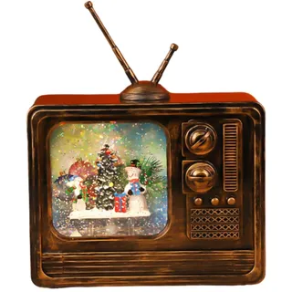 AWHAO LED Weihnachts TV Musik Box USB Licht bis Weihnachten Schneekugel für Zuhause Weihnachten