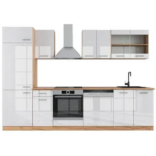 Vicco Küchenzeile R-Line 300 cm Weiß Hochglanz/Eiche