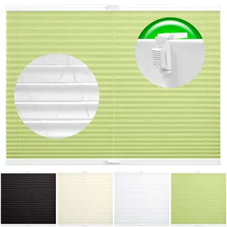 Horivert Plissee Pliseerollo mit Klemmträger Ohne Bohren Crush Stoff Fensterrollo Klemmfix Faltrollo Jalousie Sonnenschutz Blickdicht 90x210 cm