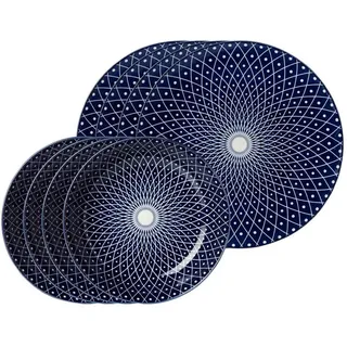Ritzenhoff Breker Tafelservice, Blau, Weiß, Keramik, 8-teilig, Rund, 2x2x2 cm, Essen & Trinken, Geschirr, Geschirr-Sets, Tafelservice
