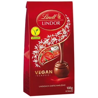 LINDT Schokolade, Lindt Lindor Classic vegan Schokoladenkugeln Packung 108g