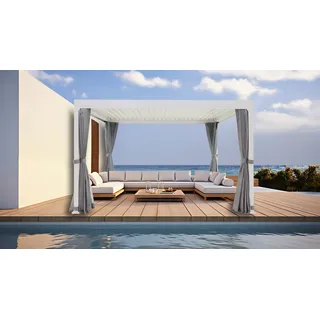 Pavillon KONIFERA "Palma", weiß (weiß, weiß, grau), B/H/T: 394cm x 244cm x 304cm, Pavillons, Pergola, mit Lamellendach, Topseller