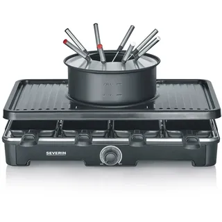 Severin RG 2347 Raclette-Fondue Kombination 1.400 W für 8 Personen schwarz