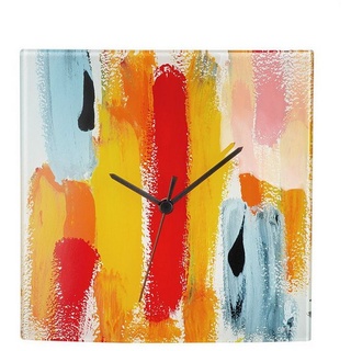 GILDE Wanduhr Glasart, quadratisch, "Ancona", Glas, mehrfarbig H25cm