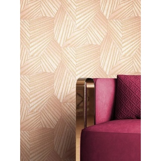 Newroom Vliestapete, Gold Tapete Grafisch Leicht Gläzend - Mustertapete Rosegold Glamour Modern Muster für Wohnzimmer Schlafzimmer Küche goldfarben
