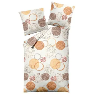 sister s. Bettwäsche Biber Bettwäsche-Set PUSTEBLUME made in GERMANY, Biber, 2 teilig, kuschelig weich & warm, runde Formen Trendfarben nachhaltig produziert braun|orange