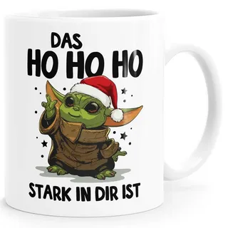 MoonWorks Tasse Kaffee-Tasse Weihnachten Das HoHoHo stark in dir ist Baby-Yoda Spruch, Keramik weiß