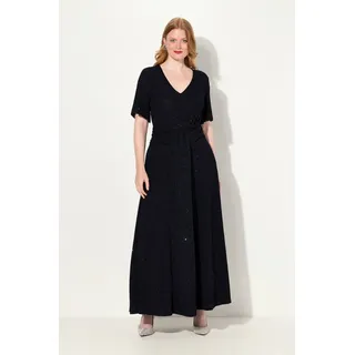Ulla Popken Abendkleid Abendkleid A-Linie Glanz-Effekt Drpaierung schwarz 46/48