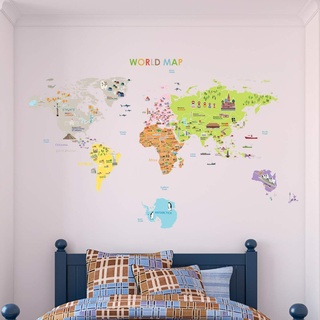 Weltkarte Riesen Wandtattoo für Kinder 120 x 150 cm
