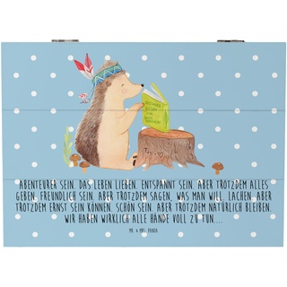 Mr. & Mrs. Panda 25 x 18 cm Holzkiste Igel Indianer - Geschenk, Abenteuer, Truhe, XXL, Schatulle, Geschenkbox, Waldtiere, Camping, Dekokiste, Tiere