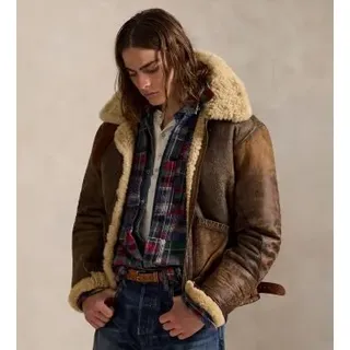 Polo Ralph Lauren für Herren. 710939176001 Braune Bomberjacke aus Shearling-Leder (L), Lässig