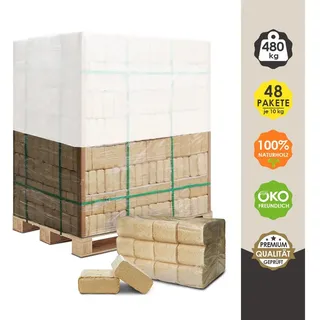 JSM-Brennholz Holzbriketts Holzbriketts aus Kiefernholz (100% Kiefer), 480 kg, Material: Kiefernholz 480 kg