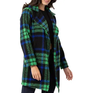 Cipo & Baxx Damen Mantel WJ220 Grün – Kariertes Design im Modernen Casual Streetwear Stil mit Reverskragen & Knopfverschluss – Warmer Übergangsmantel für Alltag & Freizeit – WJ220 Grün L - L