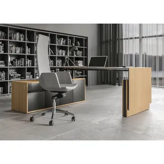 Schreibtisch Chefbüro höhenverstellbar mit Sideboard Tiboun