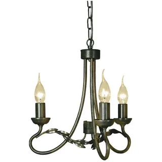 Elstead Lighting, Kronleuchter, Olivia Kronleuchter E14 3-fach Schwarz, Gold, Made in UK (36 cm)