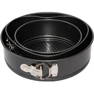 3-teiliges Springformen-Set aus Karbonstahl, schwarz, antihaftbeschichtet – 2 x Rund & Herzform, Backformen für Kuchen, Torten, Backzubehör