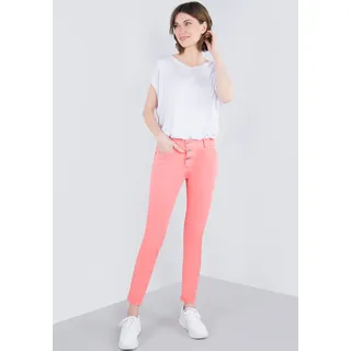 5-Pocket-Jeans PLEASE JEANS "P78A", Damen, Gr. L (40), N-Gr, orange (inkpunch), Twill, Obermaterial: 98% Baumwolle, 2% Elasthan, unifarben, casual, schmal knöchellang, Jeans, Crinkle Optik