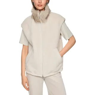 Marc Cain Plüschweste City Tours Premium Damenmode kuschelig, mit Fake Fur Kragen, 2-Wege-Reißverschluss beige 6 (44)