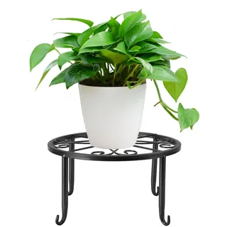 Metall-pflanzenständer 30x30x19cm Schwarz, Stabiles Gestell, Kein Aufbau Erforderlich, Für Blumentöpfe, Terrasse, Wohnzimmer