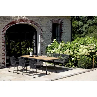 Niehoff Kubu Gartenmöbelset 5tlg. inkl. Tisch Aluminium/Teak - Stuhl:Anthrazit/Bank:Anthrazit