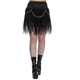 Banned A-Linien-Rock Desdemona Gothic Chain Skirt Spinnenetz Tüll Ketten schwarz XXL