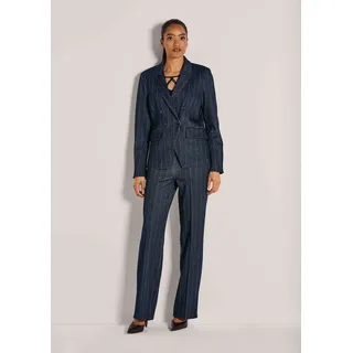 MADELEINE Kurzblazer Taillierter Businessblazer mit Nadelstreifen Blazer mit Reverskragen, Pattentaschen und langen Ärmeln blau 46