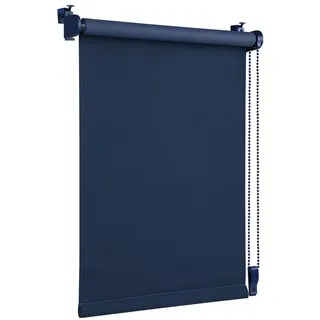 OBdeco Verdunkelungsrollo Thermorollo 120x130cm (Stoffbreite 116 cm) Dunkelblau ohne Bohren mit gleichfarbige Beschichtung Oeko-TEX Standard 100 Sichtschutz Sonnenschutz für Fenster & Tür
