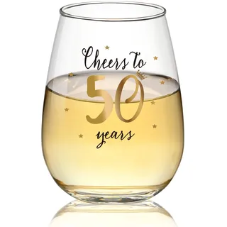 Livole 50 Geburtstag Frau, Mann, 17oz 500ml Weinglas ohne Stiel, Party Deko | Geschenk zum 40 Geburtstag Frau, Geschenk Hochzeit Party Deko, Cheers to 40 Years, Rotweinglas, Gläs, Transparent