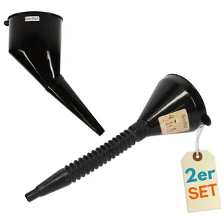 GarPet Öltrichter 2er Set Trichter mit Schlauch und Trichter abgewinkelt mit Sieb