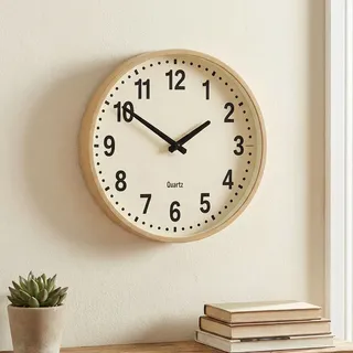 Moderne Wanduhr in Holzoptik, 30cm - Lautlose Uhr ohne Ticken - Stilvolle Wanduhr für Büro, Küche & Wohnzimmer - Analoges Quarzwerk präzise & geräuschlos