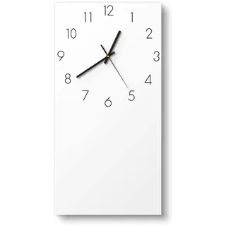 DEQORI Glasuhr | horizontal 30x60 cm | Unifarben - Weiß | große XXL Design Uhr aus Glas | leise Wanduhr für Wohnzimmer & Küche | moderne Hingucker Uhr für die Wand