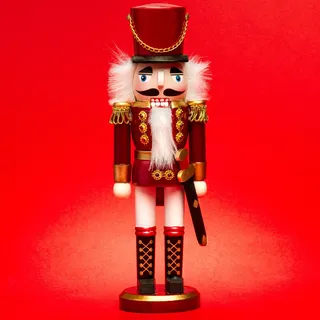 SIKORA NK-I Deko Nussknacker Figur aus Holz Verschiedene Motive 3 Größen, Größe:Höhe ca. 28 cm, Farbe/Modell:Soldat rot Weiss