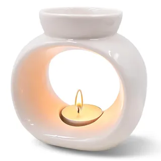 JJYHEHOT Duftlampe aus Keramik, Weiß Aromatische Duftlampen, Duftlampen Teelicht, Keramik Duftstövchen Weihrauchbrenner für Ätherische Öle, Duftwachslampen, Aromalampen