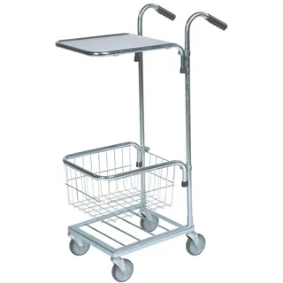 Kongamek Mini- Servierwagen verzinkt mit Ladefläche 410x355mm und Korb ohne Bremse