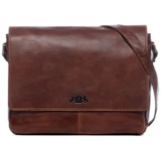Sid & Vain Leder-Messenger Laptoptasche SPENCER groß Laptop-Tasche 15 Zoll echt Leder in braun | Gr.: onesize