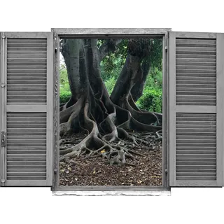 queence Wandtattoo Baumwurzeln (1 St), Wandsticker, Wandbild, selbstklebend, 3D, Fenster grün