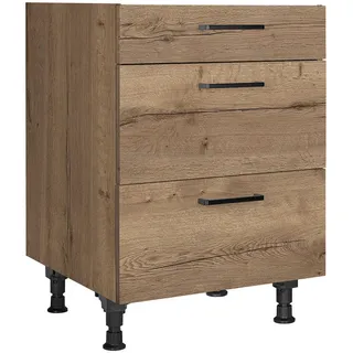 Nobilia Kochfeldumbauschrank Structura, Eiche dunkel, Holzwerkstoff, 3 Schublade(n) Schubladen, einzeln stellbar, 60x87x56 cm, Blauer Engel, Pefc, Goldenes M, Made in Germany, DGM-Klimapakt, Zusatzausstattung erhältlich, Küchen, Küchenmöbel, Küchenschränke, Geräteumbauschränke
