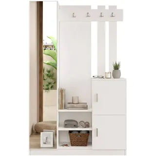 Garderobenschrank Fernand, 16-18 Paar, 2 Regale, Kleiderstange, 114x35x180h Cm Weiß