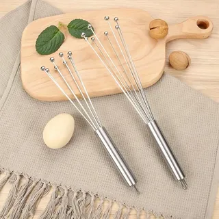 24cm Edelstahl Schneebesen mit Kugeln, Ballbesen zum Schlagen von Sahne, Eiern & Teig | Spülmaschinengeeignet | Für Küche, Backen & Kochen