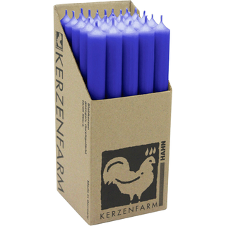 Stabkerzen aus Paraffin, 250/22 mm, Blau, KERZENFARM HAHN, Brenndauer ca. 12h, 25 Stück pro Verpackung
