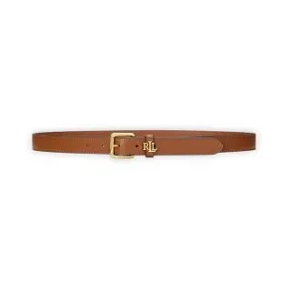 Lauren Ralph Lauren für Damen. 412968763002 Schmaler Ledergürtel mit braunem Logo (M), Lässig