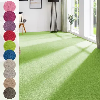 Andiamo Teppichboden ANDIAMO "Ines, Kräuselvelours, Gesamthöhe 8,5 mm, Luxusklasse LC2", grün, B:400cm L:200cm, Kunstfaser, Teppiche, Uni Farben, Breite 400 cm, strapazierfähig & pflegeleicht
