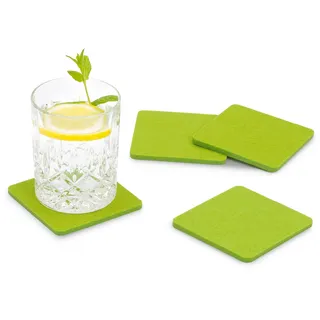 FILU Filzuntersetzer eckig 8er Pack (Farbe wählbar) hellgrün - Untersetzer aus Filz für Tisch und Bar als Glasuntersetzer/Getränkeuntersetzer für Glas und Gläser rechteckig viereckig